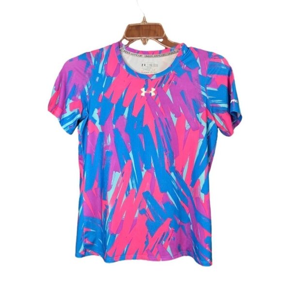 UNDER ARMOUR HeatGear Performance Tee Youth XL 80's Abstract Style 1237859 Multi - Picture 12 of 12